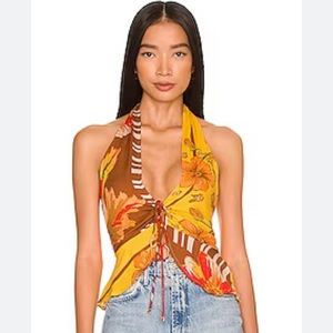 Free People Hot Tropics Tank in Mango Combo Medium